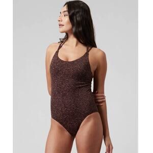 NWT Athleta Keyhole One Piece Swimsuit - XXS - camo flora decadent chocolate XXS